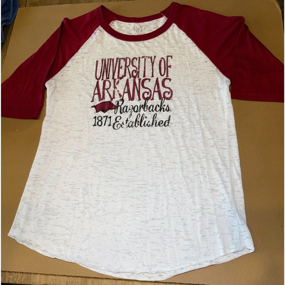 Blue 84 Arkansas Razorbacks XL 3/4 Sleeve Burnout Raglan Tee XL NCAA SEC Gameday
